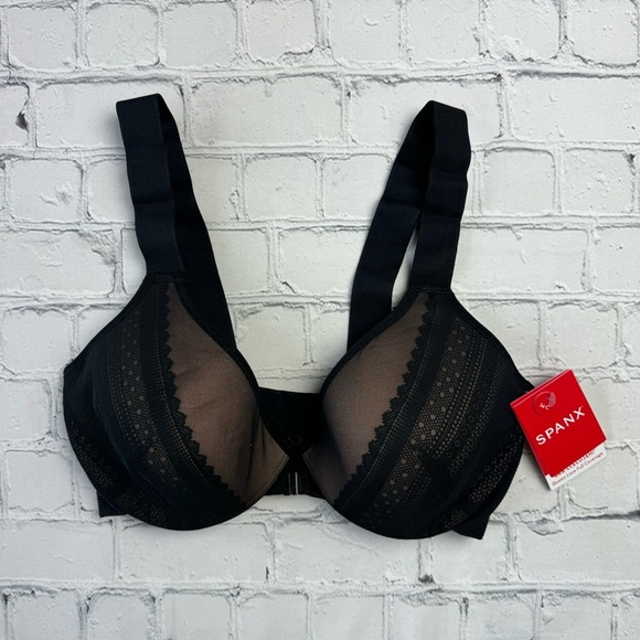 NWT Spanx Bra-llelujah! Illusion Lace Full Coverage Bra black / oatmeal - Picture 6 of 12